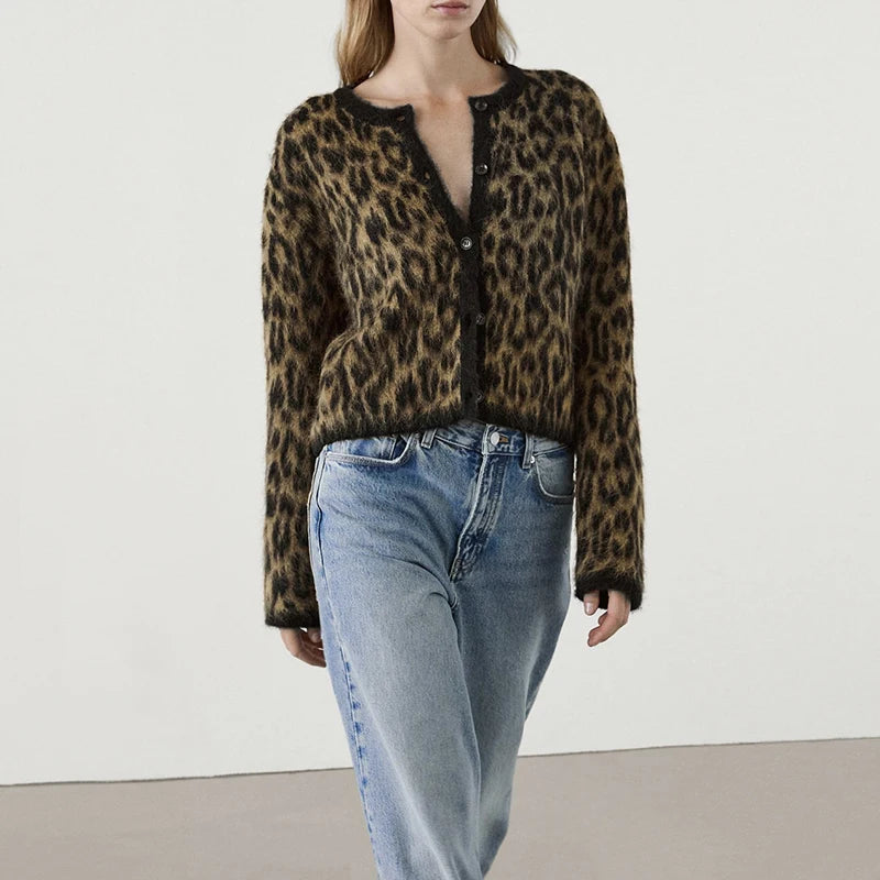 Sofia - Leopard print knitted cardigan