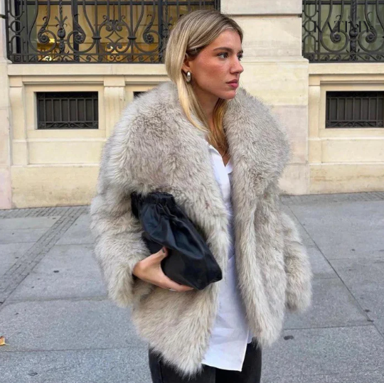 Elene Red Faux Fur Coat