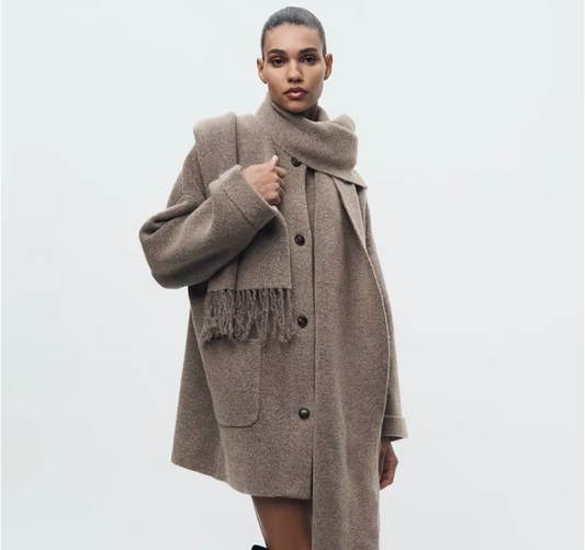 Islay - Cardigan with attached scarf