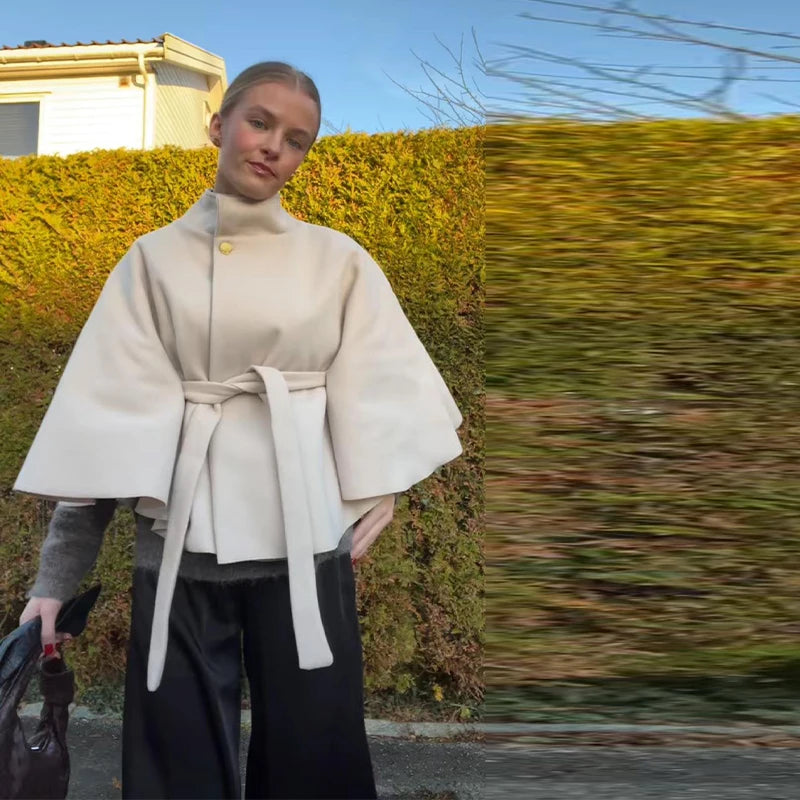Hazel - Belted cape jacket