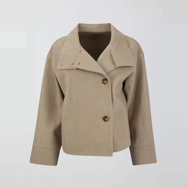 Elodie - High neck wool blend coat