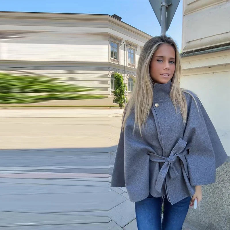 Hazel - Belted cape jacket