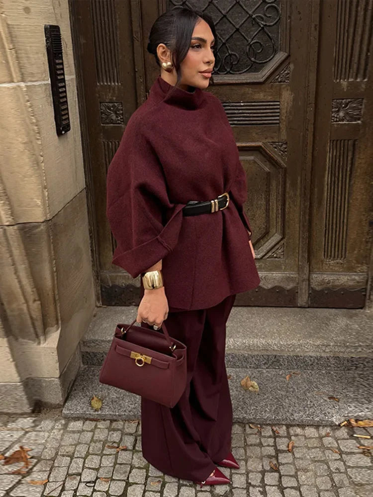 Kirri - High neck knitted cape