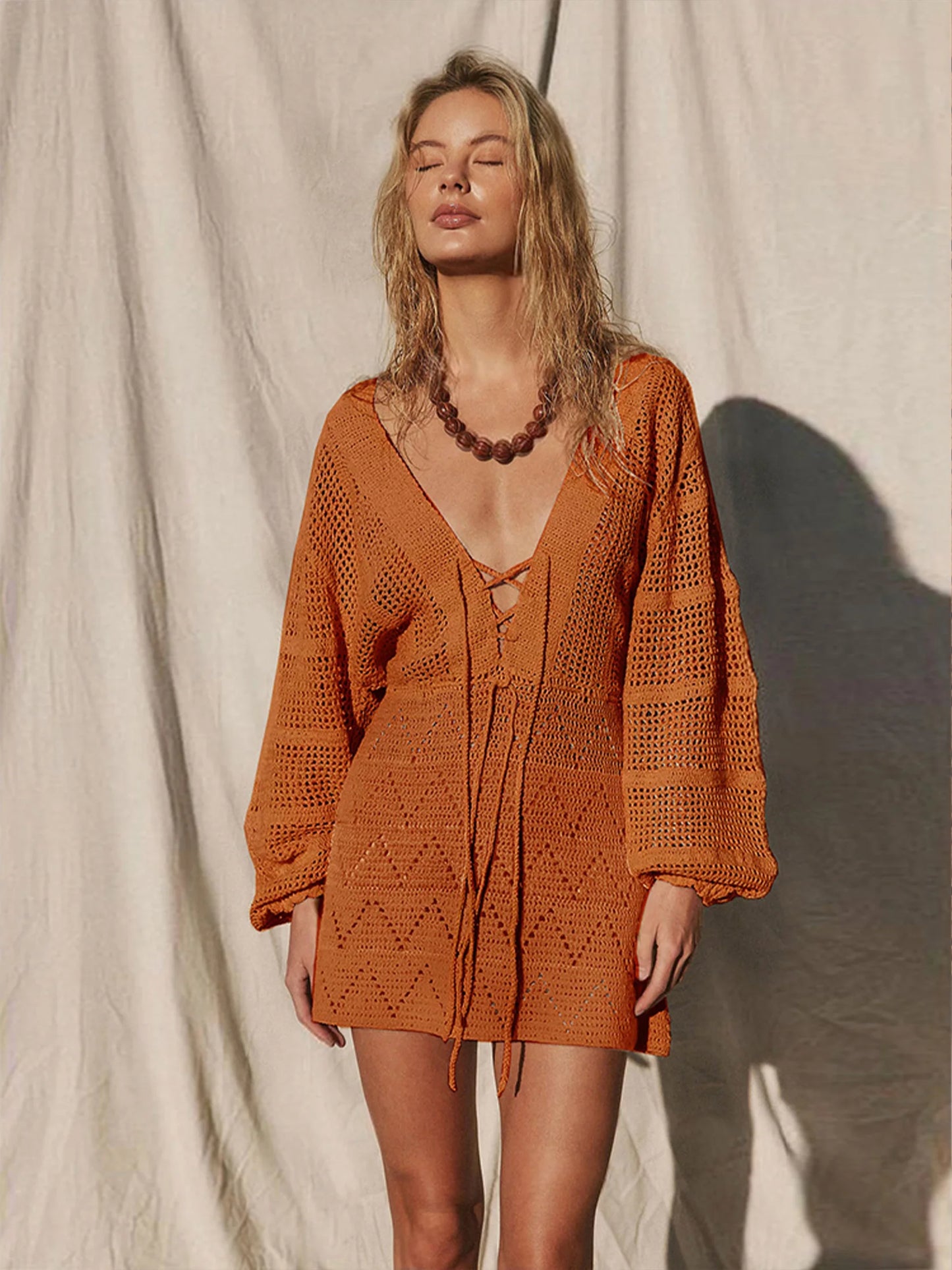 Noor - Crochet knit tunic dress