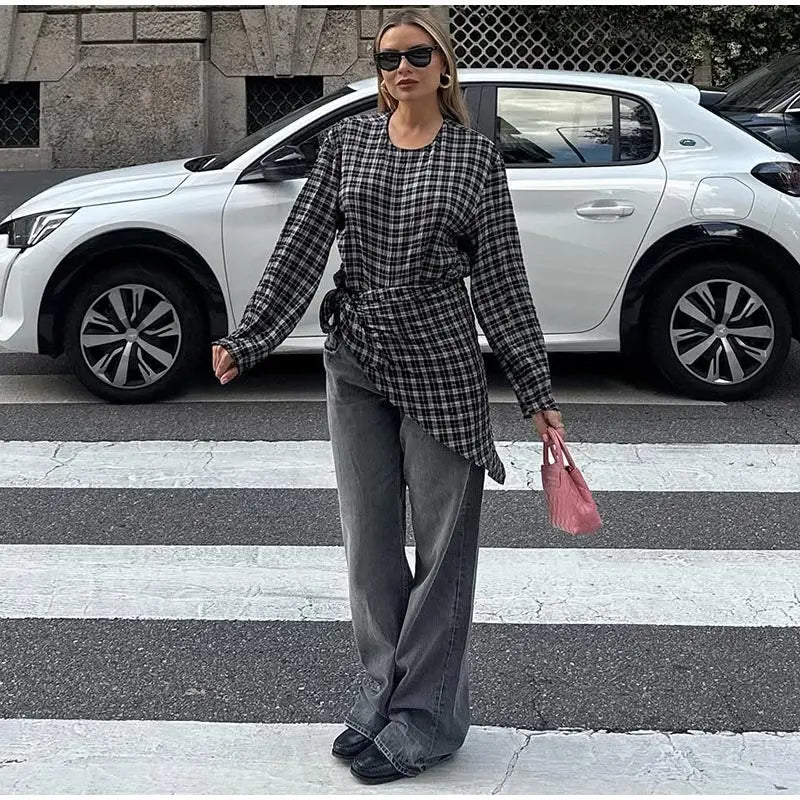 Rhea - Two-way wear plaid shirt