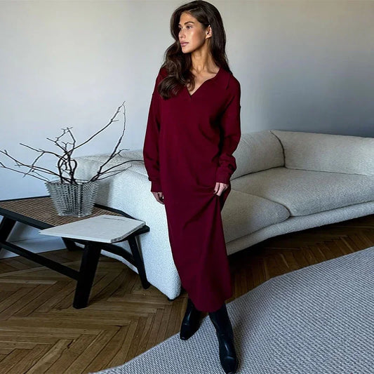 Lorena - Knitted polo neck dress