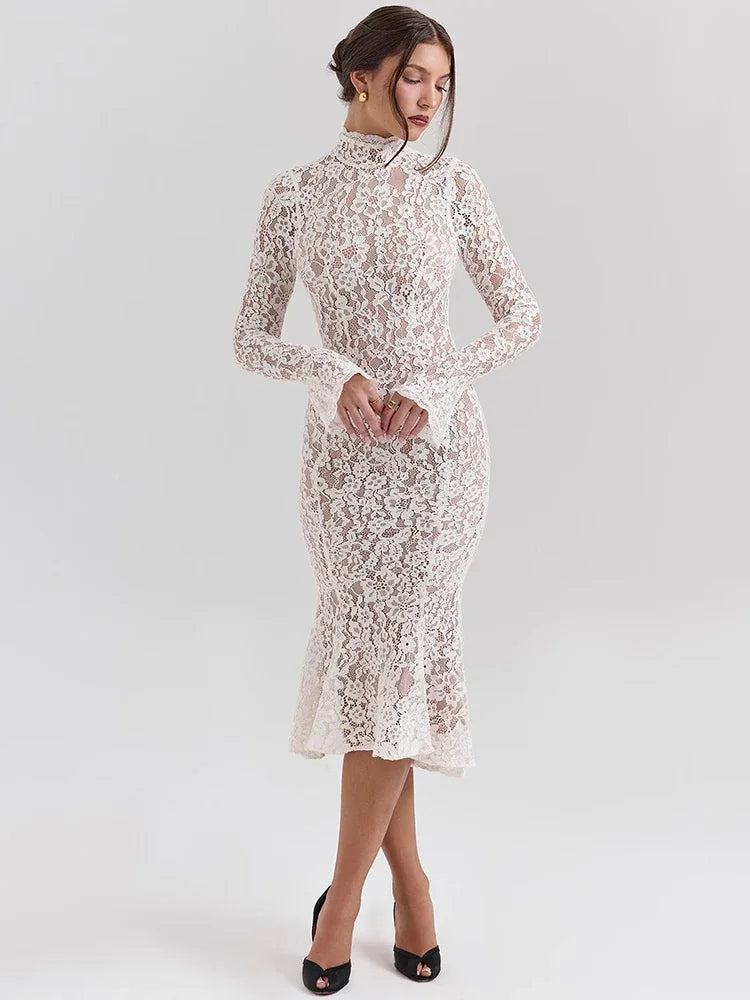 Meghan - Elegant lace midi dress
