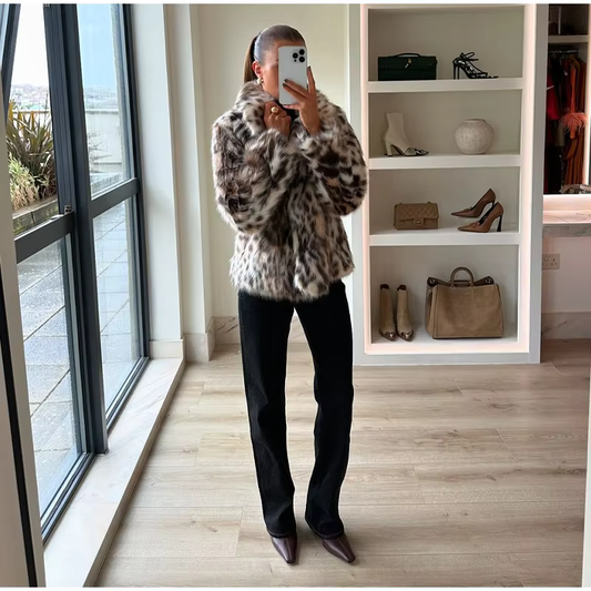 Bridget - Leopard faux fur coat