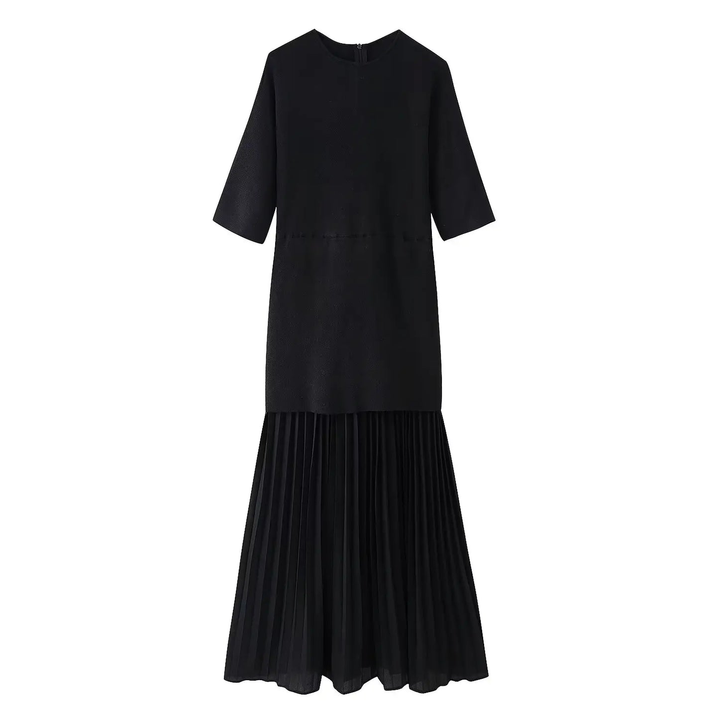 Paola - Pleated short sleeved dress