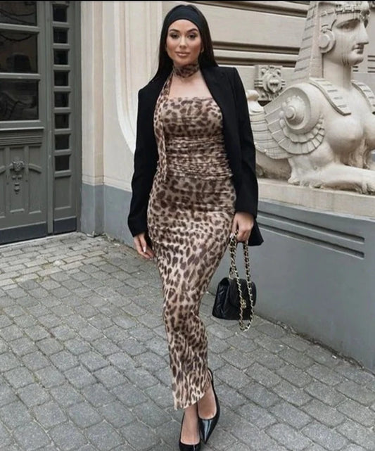 Milana - Leopard print tube top and skirt