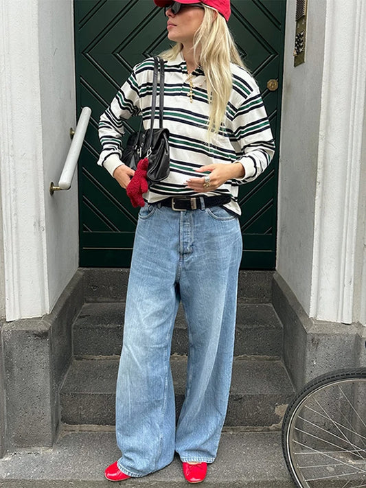 Siana - Striped casual polo top