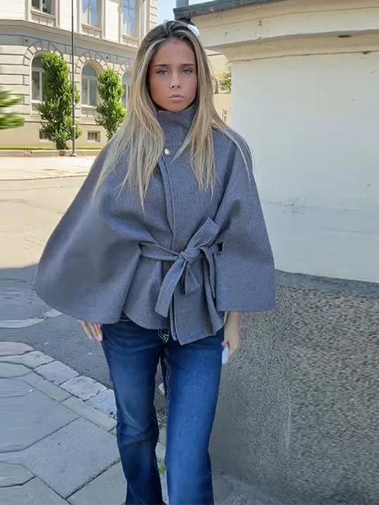 Hazel - Belted cape jacket
