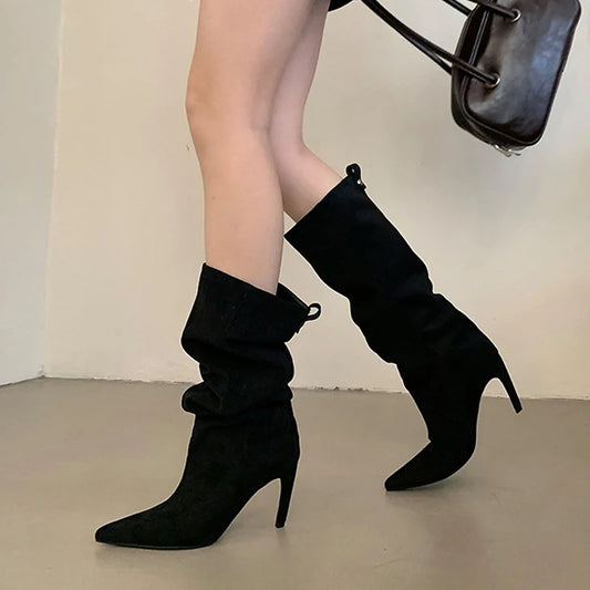 Tania - Long boots with slim heel