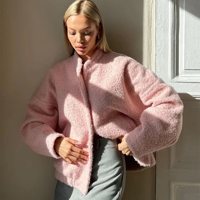 Becca - Boucle bomber style jacket