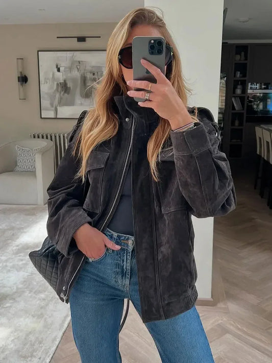 Marie - Faux suede oversized jacket