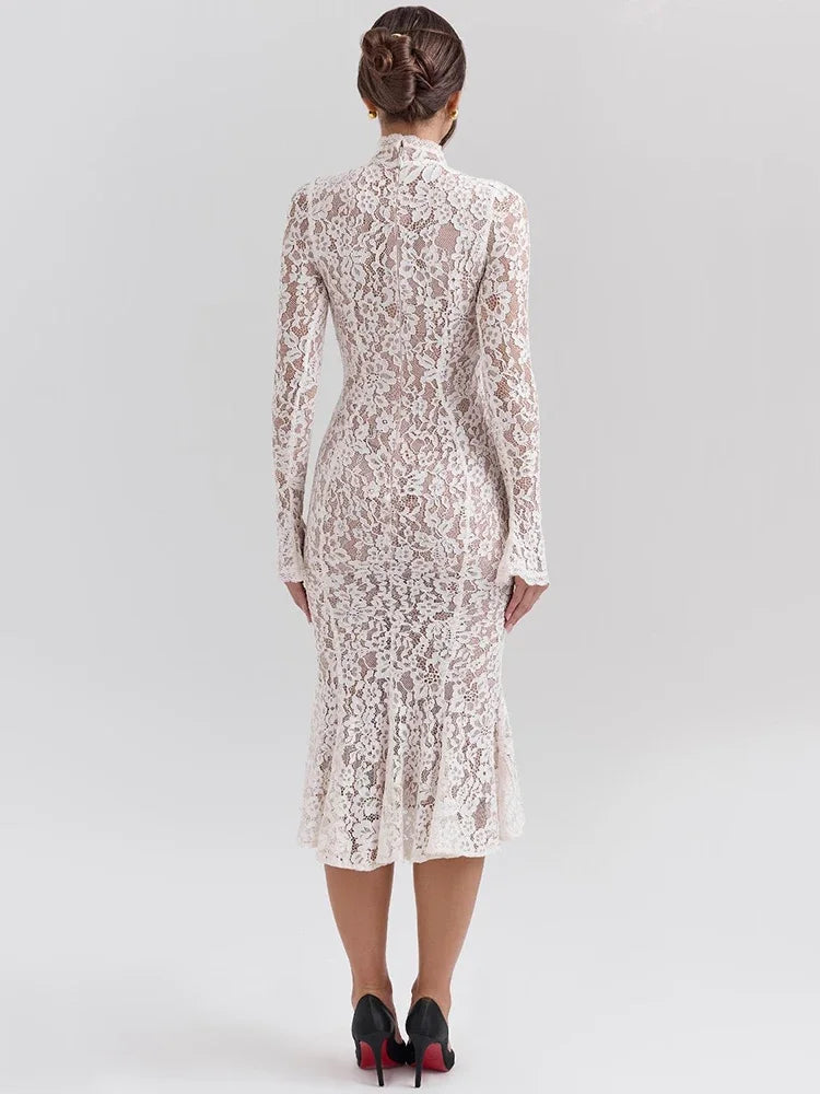 Meghan - Elegant lace midi dress