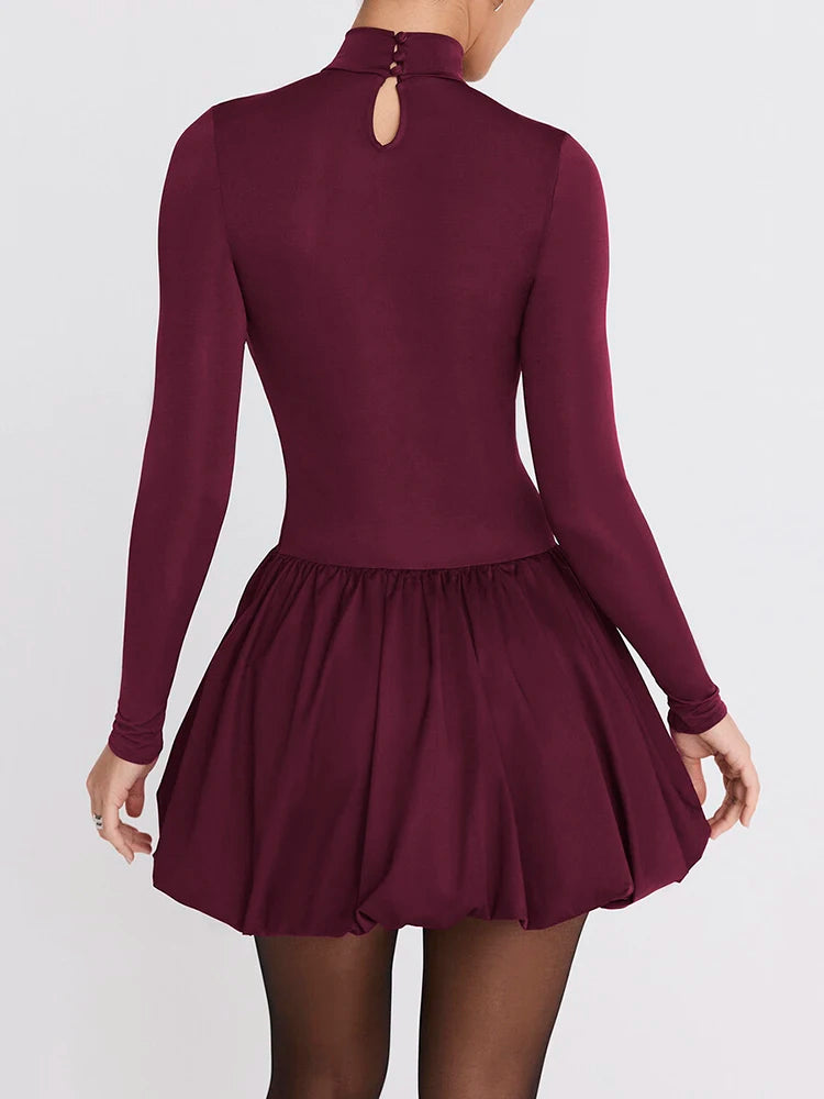 Maribel - Elegant high neck mini dress