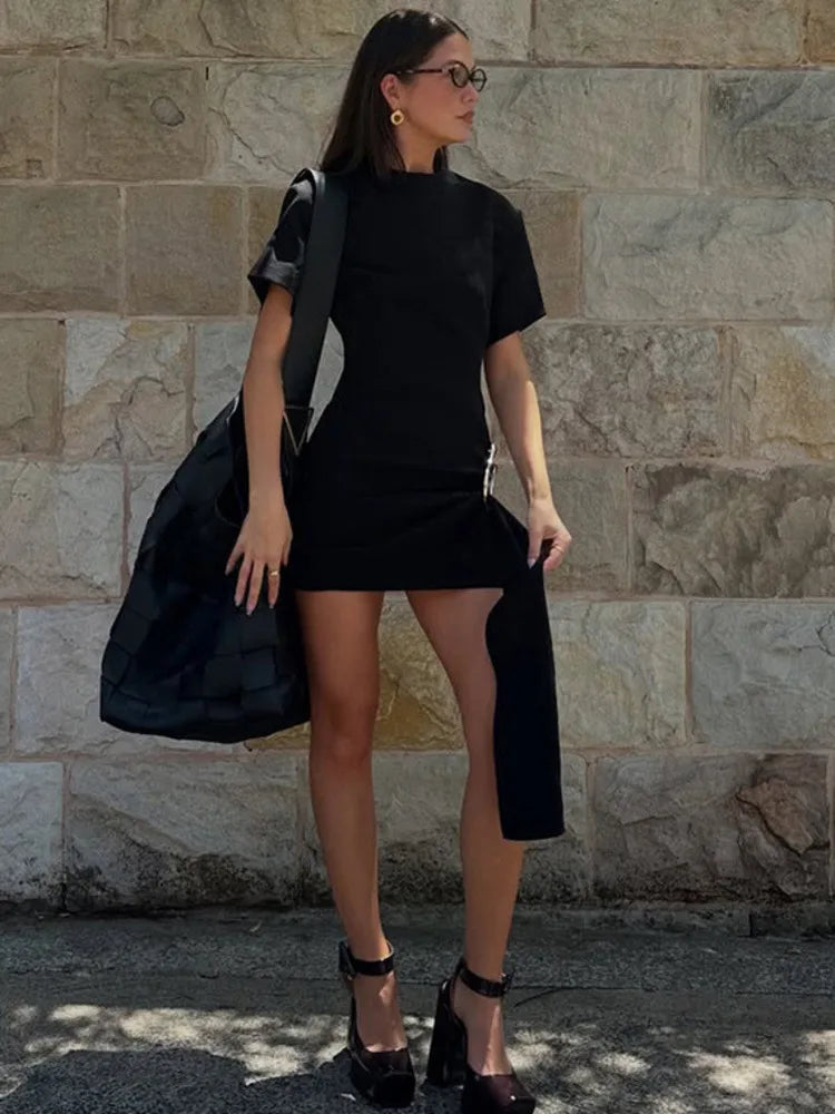 Alba - Flattering tshirt dress with buckle