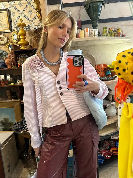 Carla - Striped V-neck blouse