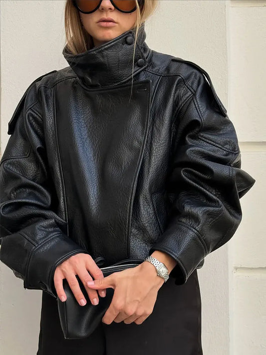 Rowan - Vegan leather oversized jacket
