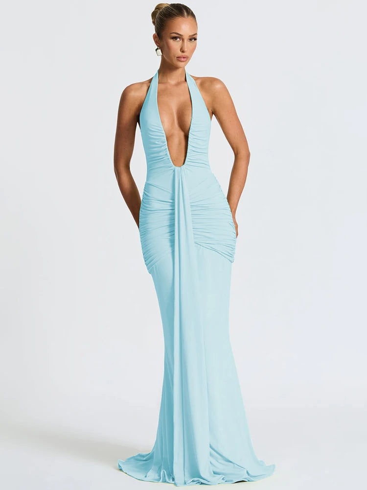 Victoria - Deep neckline figure hugging dress