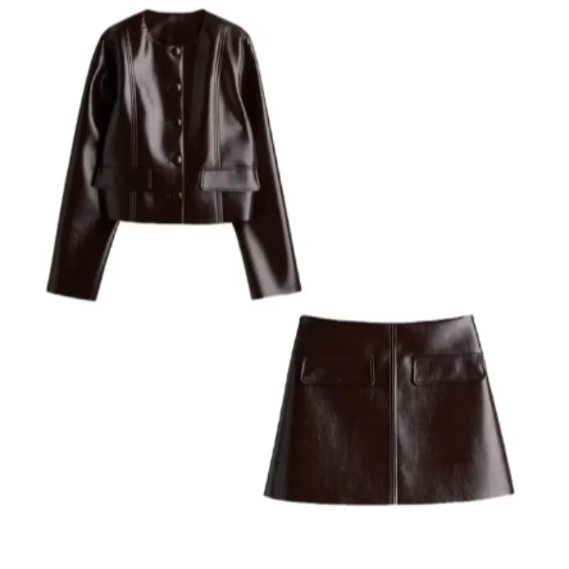 Mariela - Faux leather two piece set