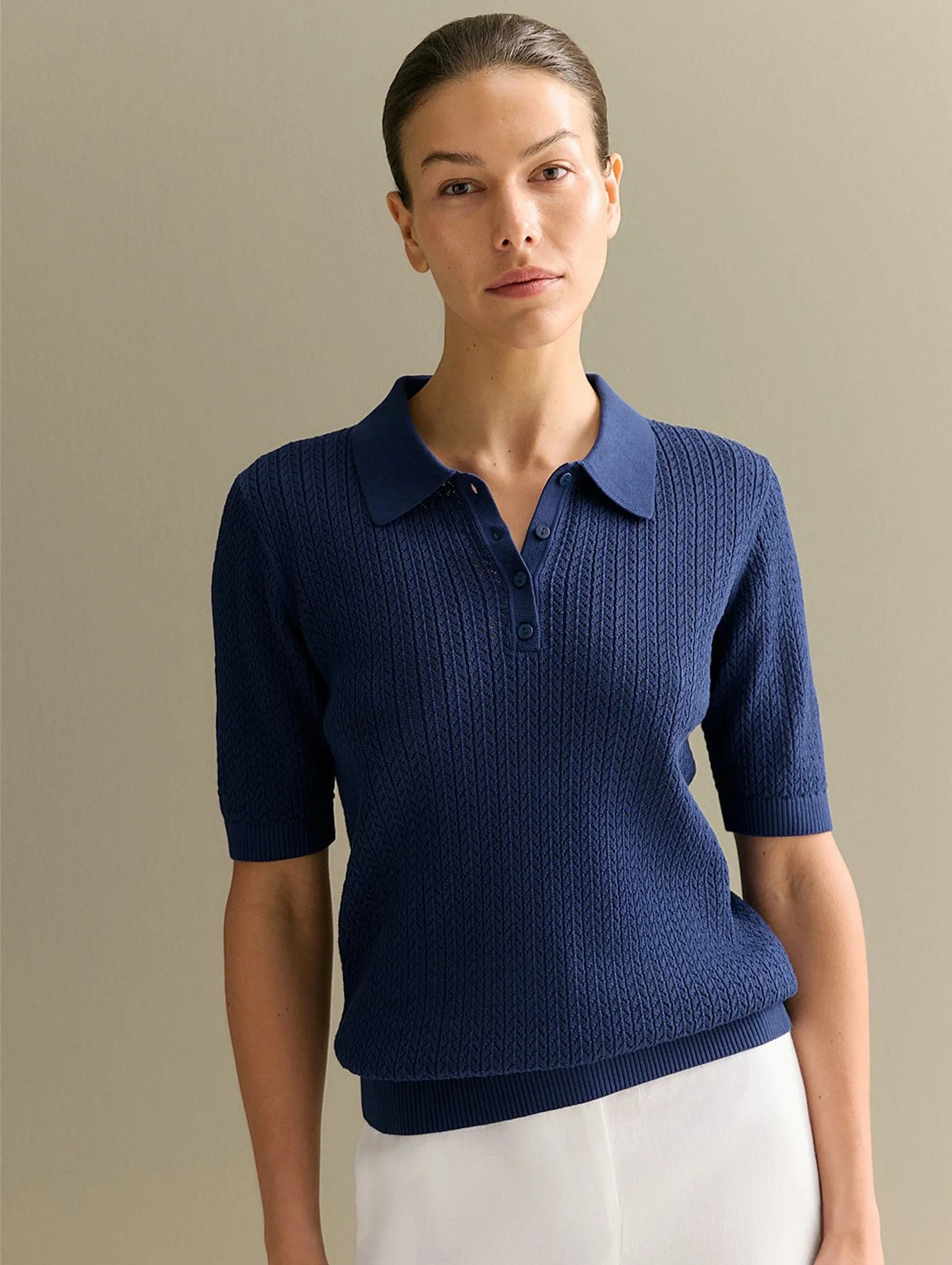 Colleen - Fine knitted polo top