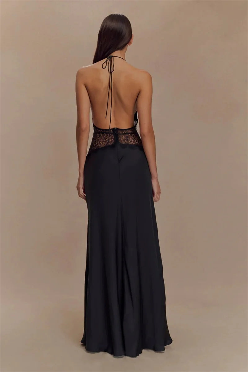 Eve - Halterneck dress with lace detail