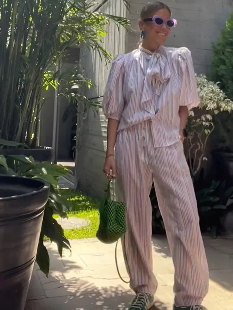 Isa - Cotton blouse and trouser set