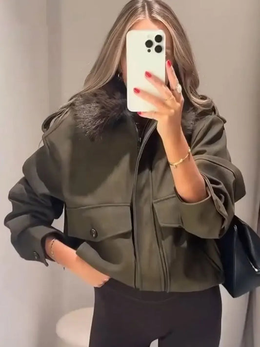 Elodie - Faux fur lapel coat