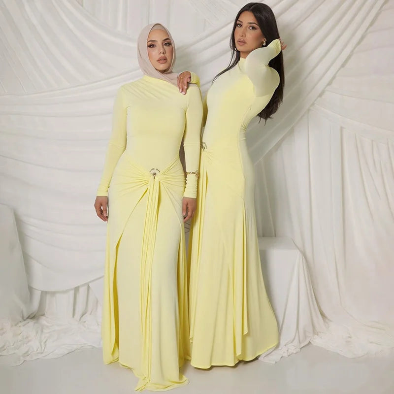 Nima - Long sleeve dress with belt detail