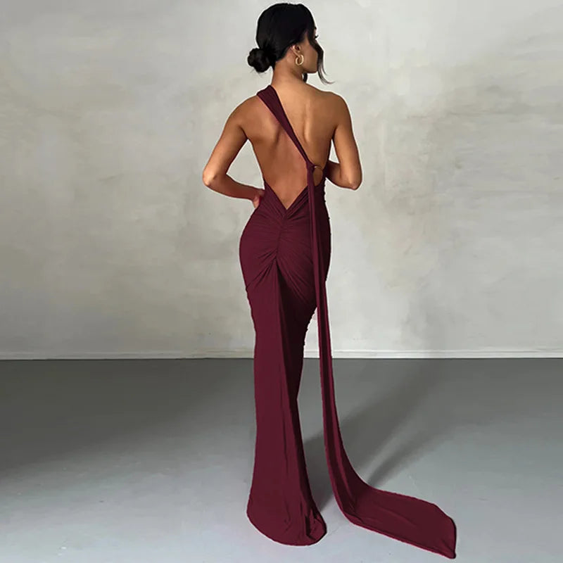 Coralie - Elegant one shoulder long dress