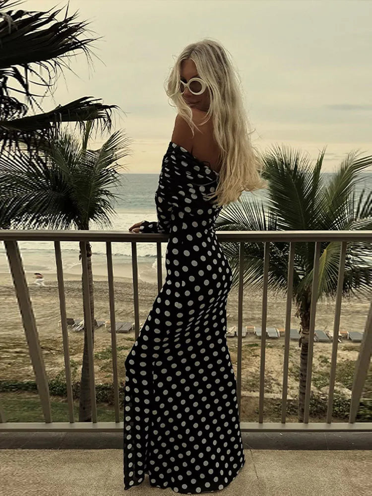 Roma - Off shoulder polkadot dress