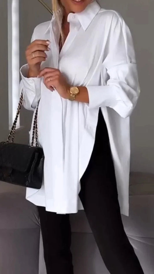 Verena - Button up with slit shirt