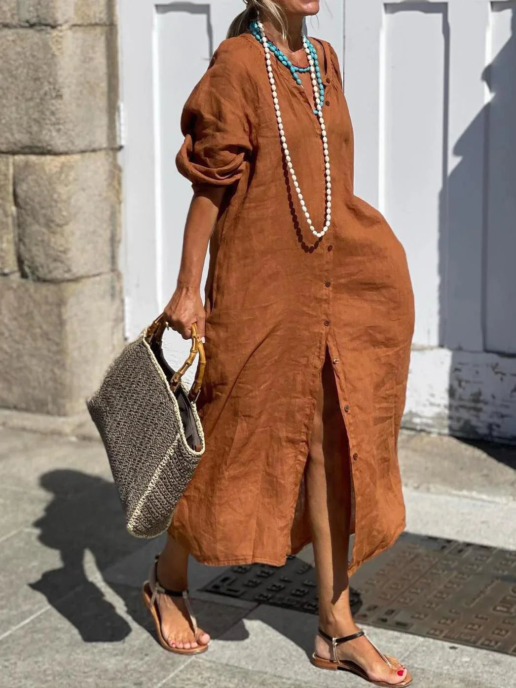 Kimma - Cotton linen blend maxi dress – sundayaffairs