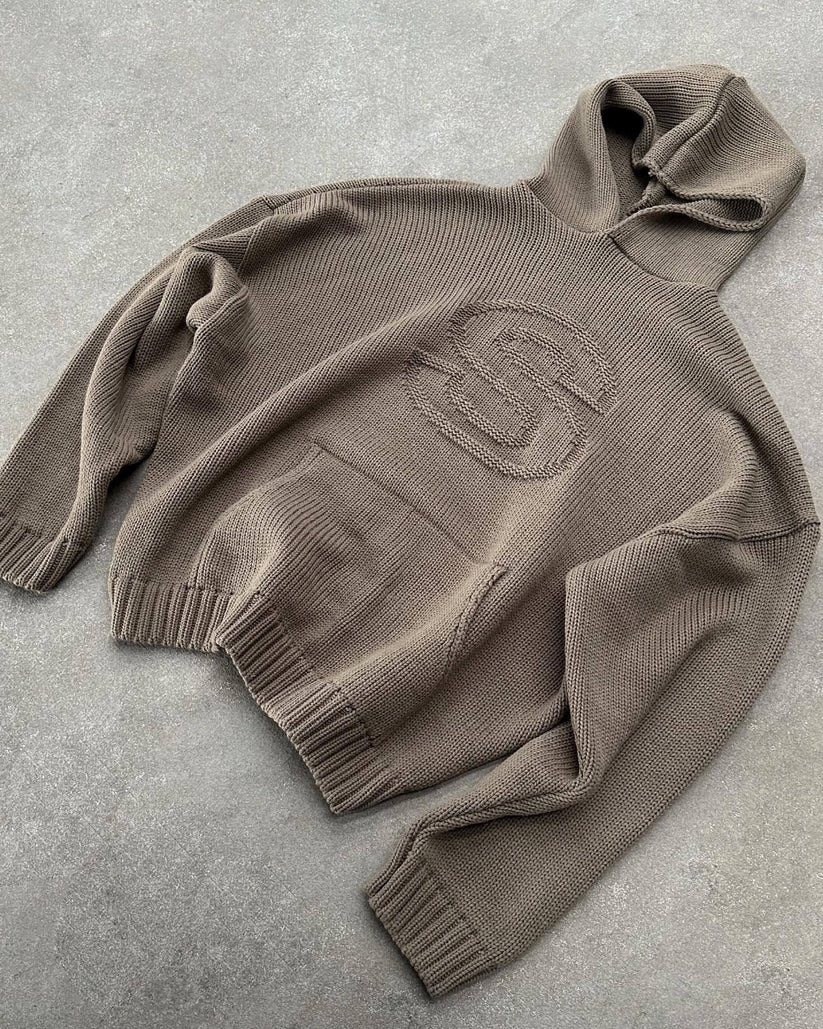 Embossed knitted hoodie