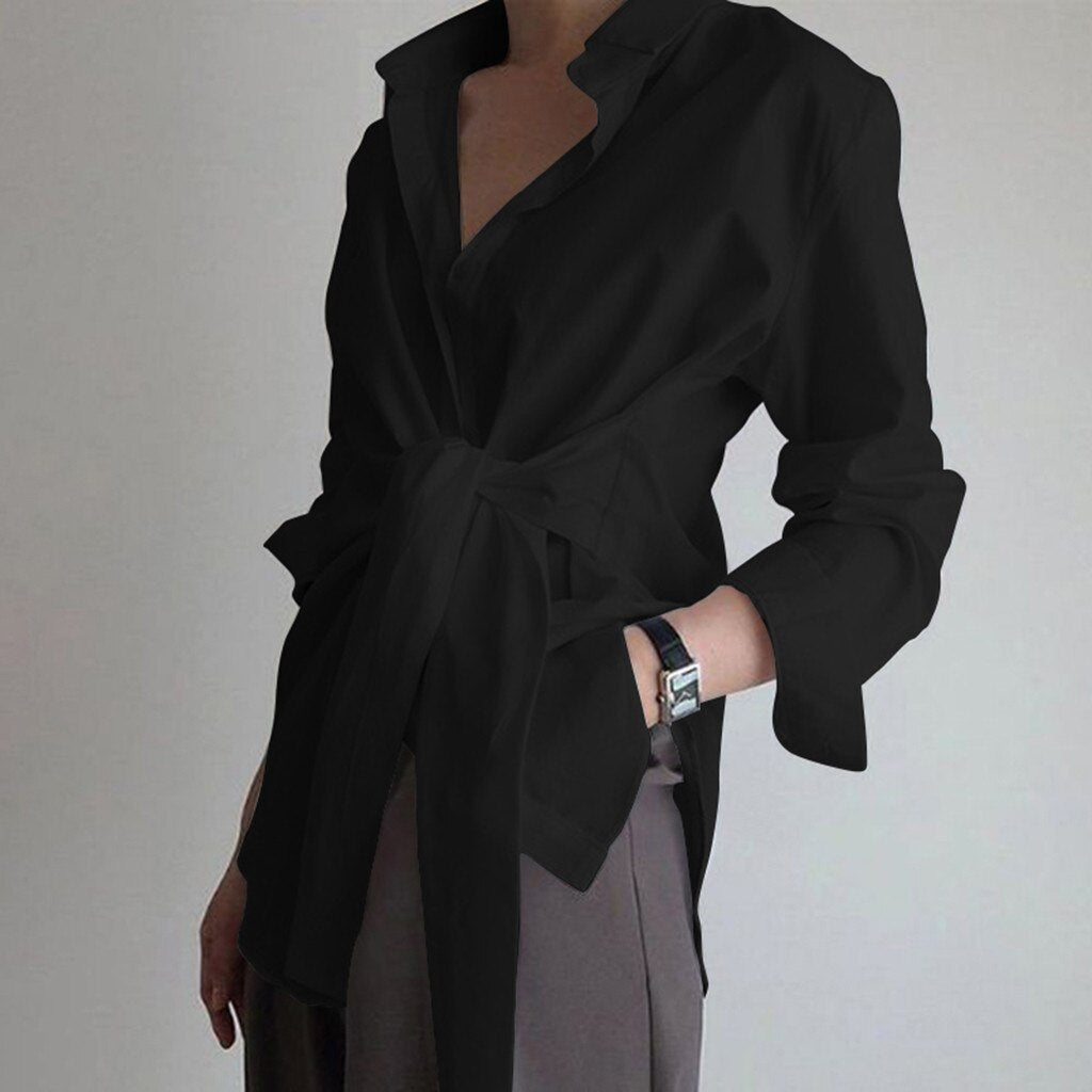Hannah - Shirt Blouse with Knot Detail