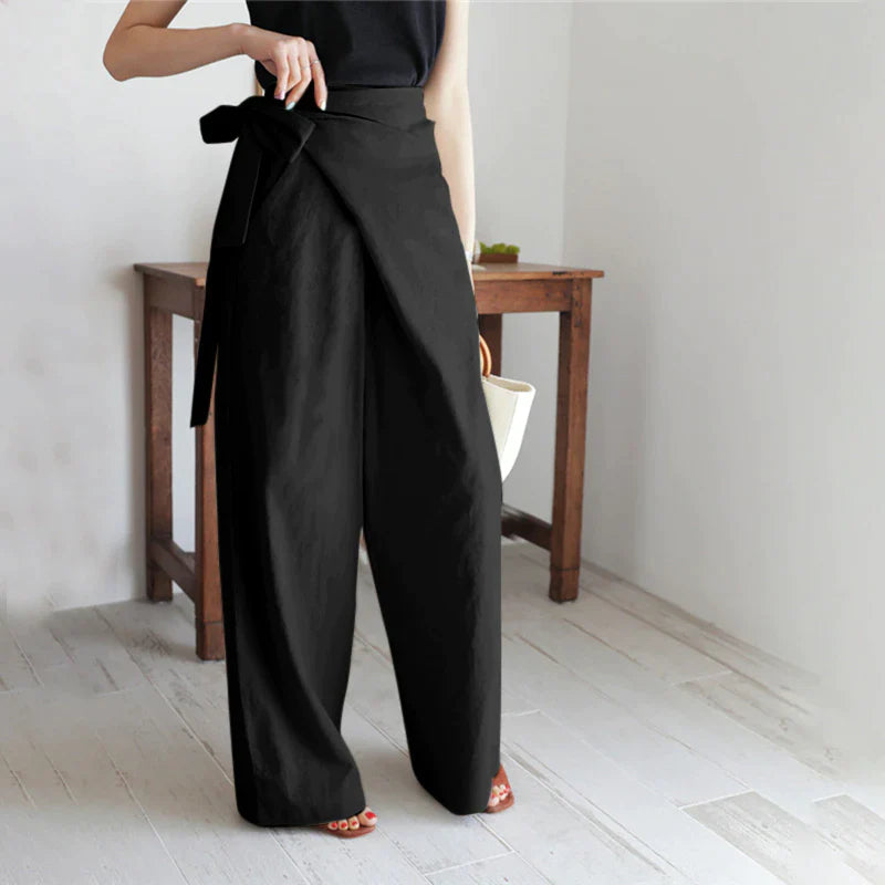 Phoebe - Cotton trousers with wrap detail