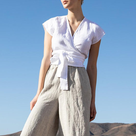 Leona - linen wrap top