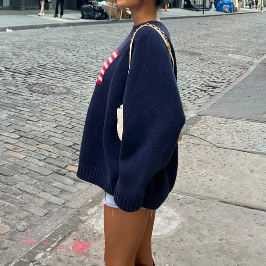 America - Vintage style knitted round neck jumper