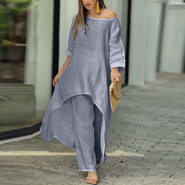 Ashley - Two Piece Cotton Linen Mix Set