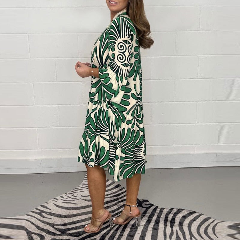 Cindy - Printed button up maxi dress
