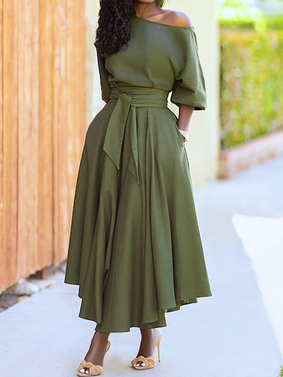 Mabel - Off shoulder A line dress