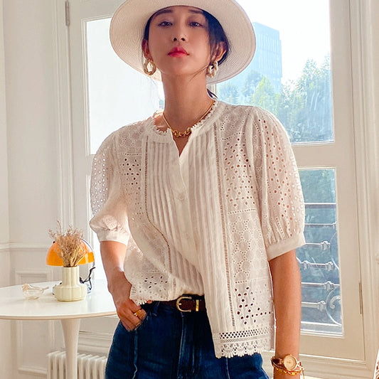 Julia - Embroidered Cotton Blouse