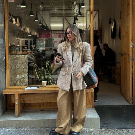 Elegant brushed wool jacket