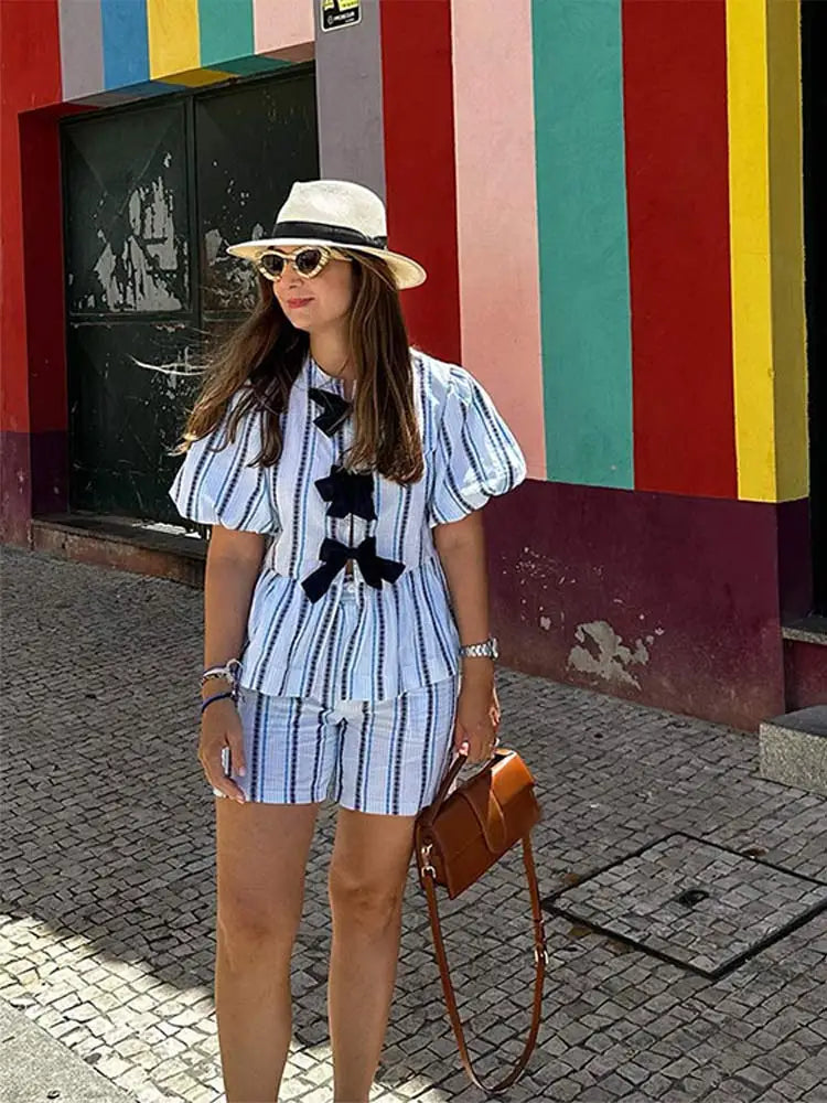 CARMEN Q² アドニス Carmenza - Cotton striped two piece set – sundayaffairs
