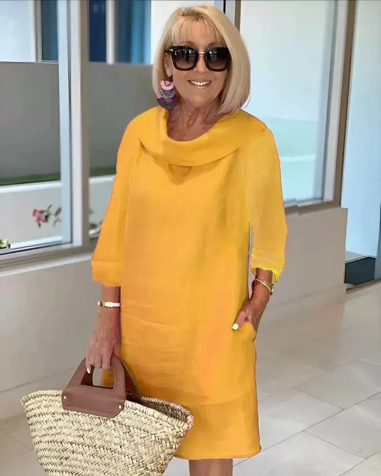 Palma - Elegant dress with shawl neck