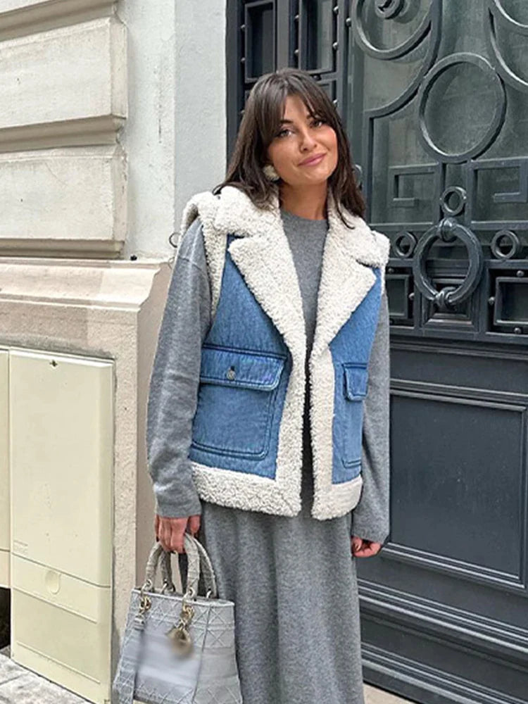 Katarina - Fleece and denim vest