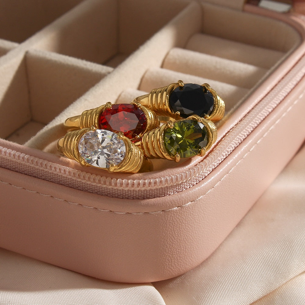 Rosa Gem Ring - White