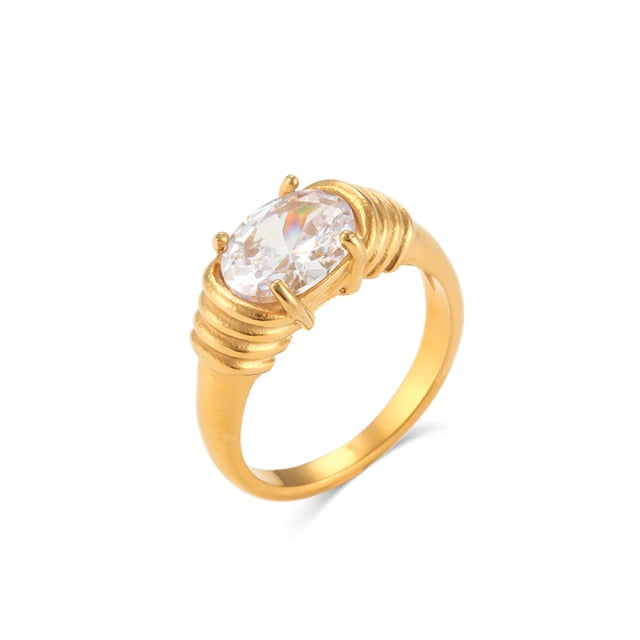 Rosa Gem Ring - White